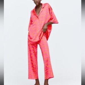 Zara pink and orange jacquard set - size Medium in top/bottom
